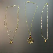 Lot Of 3 Gold Over Sterling Silver Necklaces Tree Of Life Pineapple Lara Roes