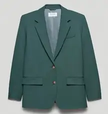 Aritzia Babaton Vogue Blazer in Smoky Emerald Green Wool Oversized Size 3 L/XL