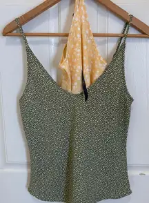2 Pc Floral & Polka Dot Cami Tank Top Bundle Women’s Small Yellow & Green NWT