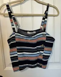 Live to be Spoiled Striped Sleeveless Button Front Crop‎ Top XXL