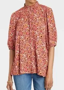 Knox Rose Smocked High Neck Floral Top
