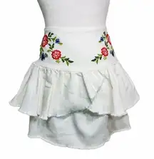 Jealous tomato floral white denim skirt