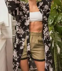 Maya Kimono Floral FabFitFun One Size Black.