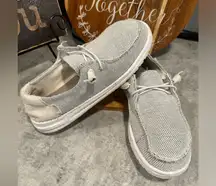 Hey Dude Shoes Womens 9 Wendy Slip On Comfort Sox Stone White Gray Loafer