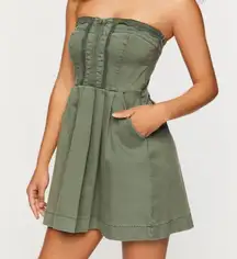 NWT Twill Crochet-Trim Strapless Mini Dress - M