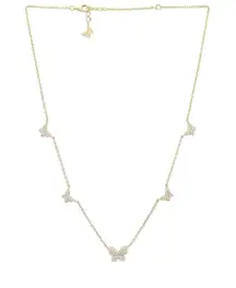 By Adina Eden Pave 5 Butterfly Necklace in Gold New Womens Crystal Rhinestone