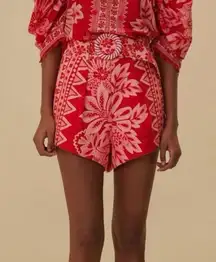 FARM Rio Red Floral High Waist Shorts