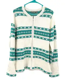Croft & Barrow size large New with tags zip‎ up cardigan sweater white green