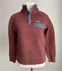 Patagonia  Cotton Quilt Snap Pullover Small Red Maroon Sweatshirt Organic