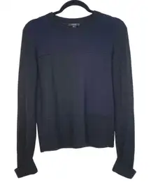 COS Women's Black Navy Colorblock Wool Crew Neck Sweater Size Small