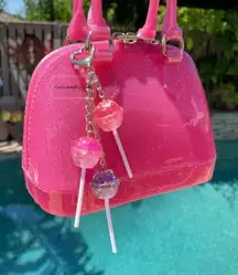 Glitter Lollipop Bag Charm Keychain Purse Candy Charm Pink NWT