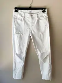 AGOLDE Sophie Ankle Cropped White Distressed Skinny Jeans Mid Rise Revolve 29