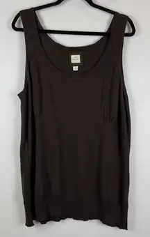 Y2K Old Navy Babydoll Tank Top XXL Brown Linen Blend Knit‎ Coastal Boho Festival