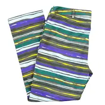 T1 Max Mara Studio‎ High-Rise Striped Stretch Cotton Pants Purple Green Size 14
