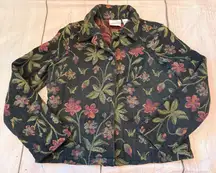 Fashion Bug Vintage  Women's Black Tapestry Long Sleeve Jacket XL Blazer Small