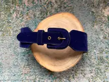 Vintage blue velvet thick waist belt, size small