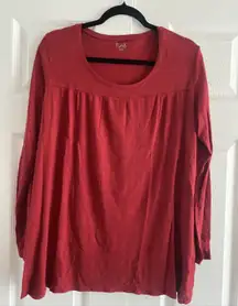 Flax Women's Small Red Linen Long Sleeve Cherry Girl Casual Comfort‎ Summer Boho