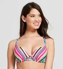 Shade & Shore  Multi Stripe Shell Push Up Swim Top Size 34B