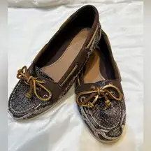 Sperry  Top Sider Boat Shoes Brown Snake Print Python