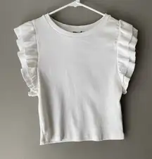 Zara‎ sz L ruffle sleeve ribbed crop tank top NWT