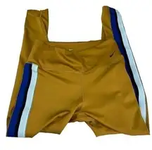 Nike Women Activewear Yellow Striped Leggings Dri-Fit Swoosh Logo size M