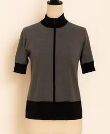 Laura Petites Grey & Black Short Sleeve Knit Top | Size S