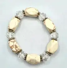 White Clear Beads Stretch Boho Retro Fashion Jewelry Bracelet B19