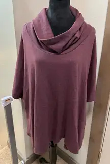Athleta Cowl Neck Poncho Sweater Mauve Purple Blouse Tunic Length Oversized XS/S