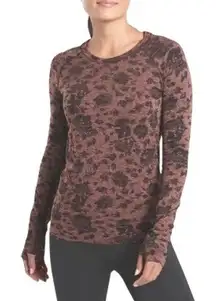 Athleta Momentum Top Spacedye Floral Dried Cinnamon SIZE XS Long Sleeve Athletic
