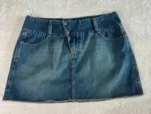 American‎ Eagle Y2K Denim Mini Skirt Womens Sz 4 Blue Snap Western VTG Festival