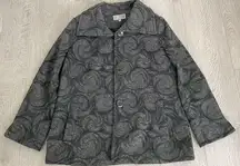 JM Collection  Dark Grey Floral Coat Jacket