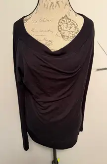 Athleta Black Long Sleeve Top Drape Neck Cozy Casual Comfort Womens Medium