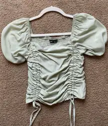 Green Puff Sleeve  Top