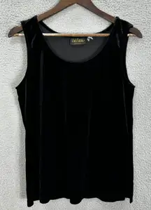 Bob Mackie Wearable Art Velvet Tank Top S Black 90s Glam Minimalist Quiet Luxury