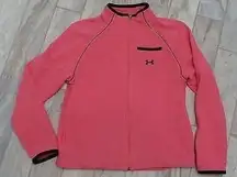 New Under Armour women's small pink/black fleece full zip jacket