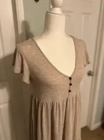 Cream Babydoll Midi Dress with Ruffle Hem Size Junior Medium