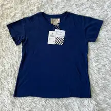 Sandrine Rose Free people Women’s V neck ribbed tee navy blue size XS