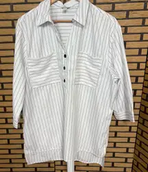 Cato Black And White Stripe Button‎ Front Top Size 14/16
