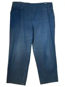 Alfred Dunner Women Blue Denim Elastic Waist Cropped Pants Size XL