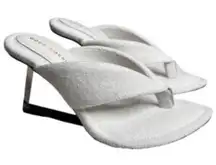 Good‎ American White Lucite Wedge Slip On Sandals Size 8.5