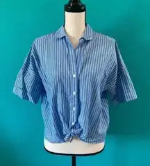 Joie blue and white striped button up shirt in size xs