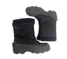 Sorel Black Moresby Mid-Calf Zipper Closure Rain Snow Boot Sz 10 Traction