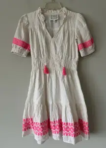 Sail To Sable Preppy Mini Dress Size XS Pink Embroidery And Tassels Southern