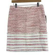 NWT Etcetera Skirt Womens 8 Red White Cotton Tweed Mini Metallic Old Money Twee