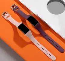 Light pink and red wine bands (2 bands total) for Fitbit Charge 3 or 4: size S