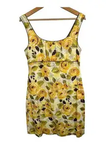 CAbi  Womens size 6 Floral Gauzy Empire Waist Cotton Sun Dress Yellow