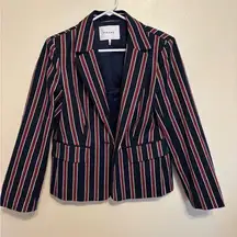 FRAME Striped Academy Blazer Navy Red White Preppy Tailored Jacket Size 8