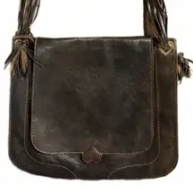 Auth Moschino Stunning Brown Pebble Leather Purse Bag w Gold Metal Hearts