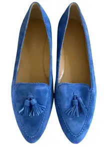 Talbots Cobalt Blue Suede Tassel Pointed Toe Loafer Flats