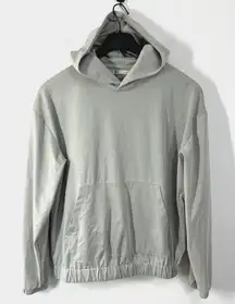 ZARA Boxy Fit Cinched Hooded Sweatshirt‎ Womens Small Light Gray Pouch Pockets